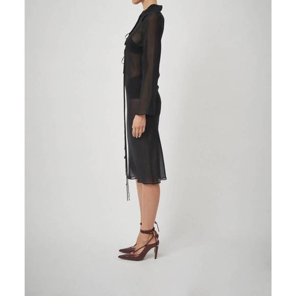 NEW BEARE PARK silk georgette tie blouse dress in black - Picture 3 of 5